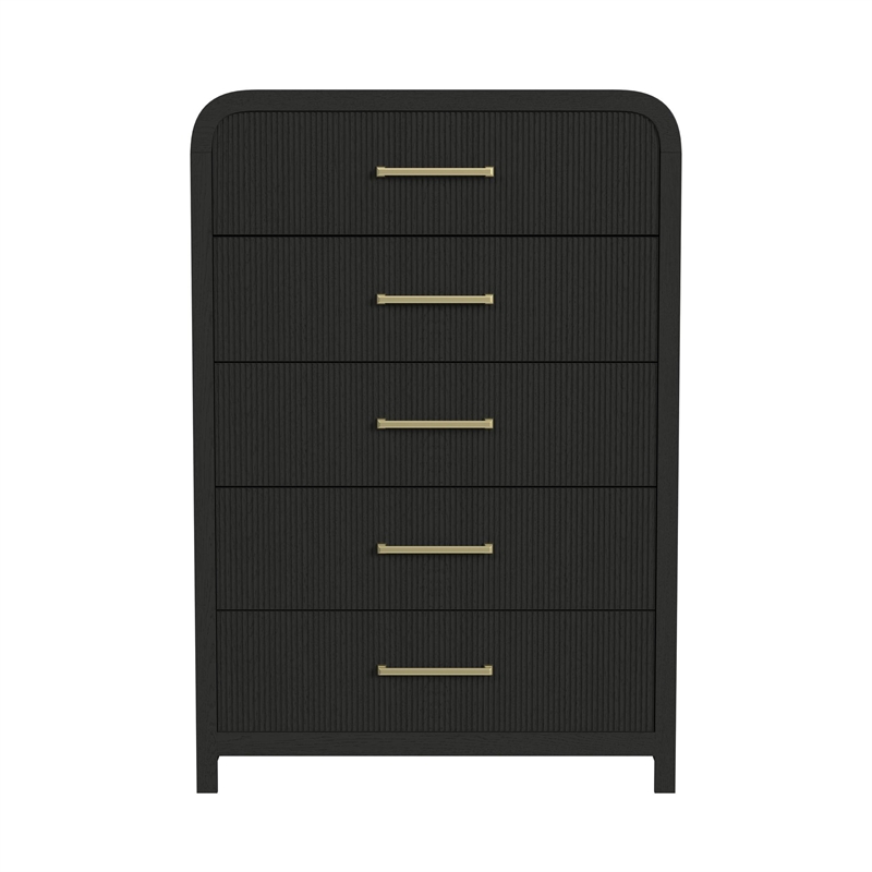 Woodridge  5-Drawer Chest in Black with Grain