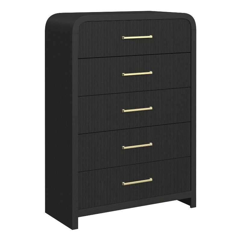 Woodridge  5-Drawer Chest in Black with Grain