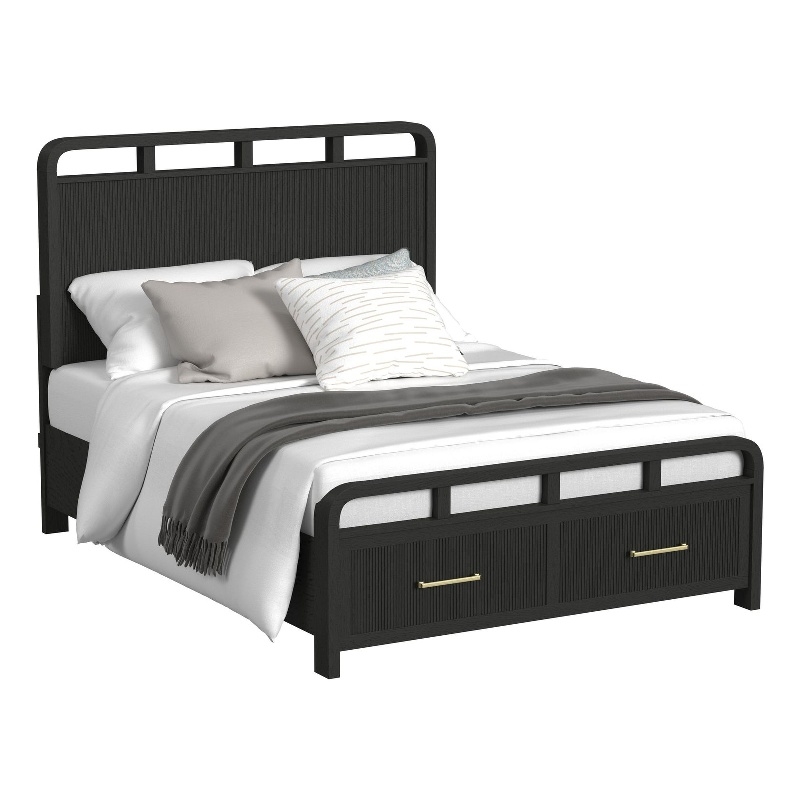 Woodridge Full Storage Bed in Black with Grain