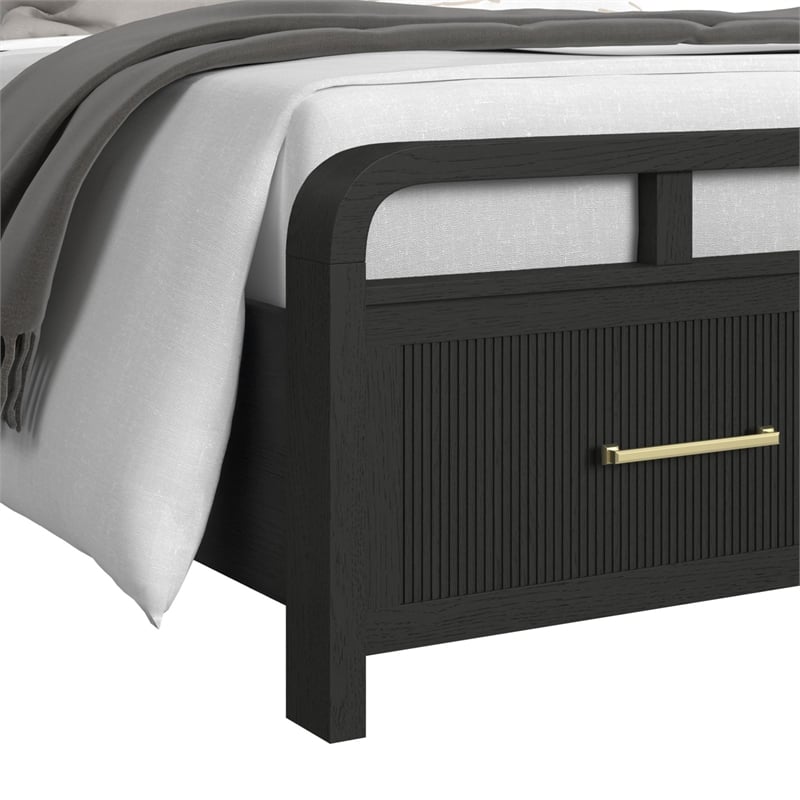 Woodridge  King Storage Bed in Black with Grain