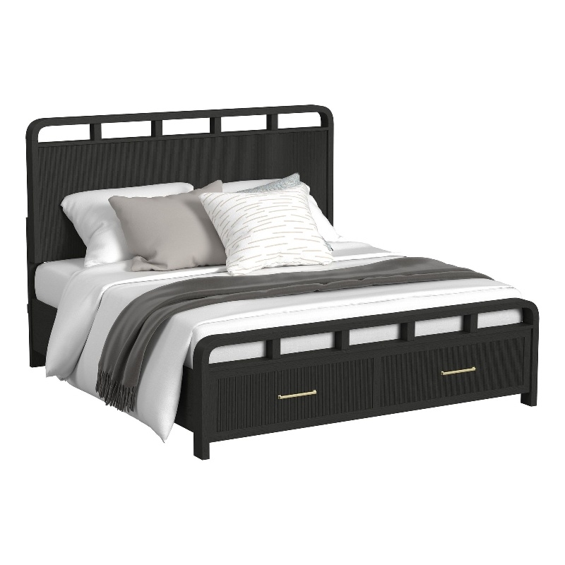 Woodridge  King Storage Bed in Black with Grain