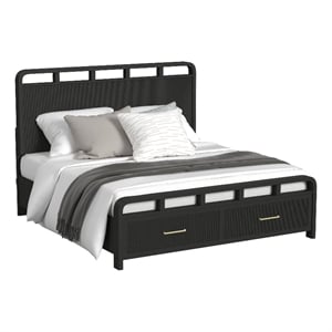 Woodridge  King Storage Bed in Black with Grain