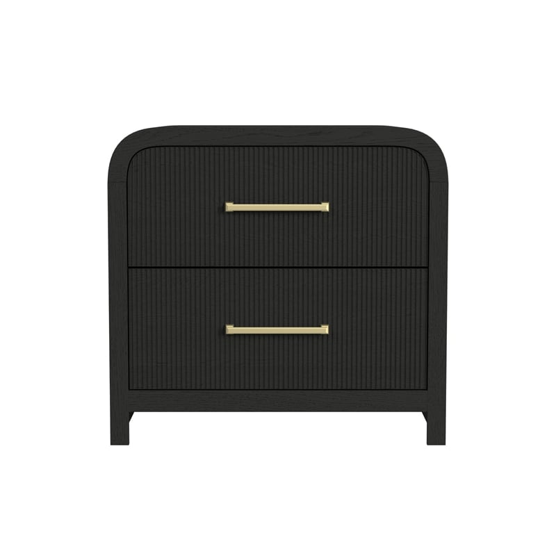 Woodridge  2-Drawer Nightstand with USB in Black with Grain