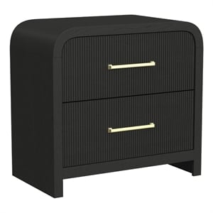 Woodridge  2-Drawer Nightstand with USB in Black with Grain