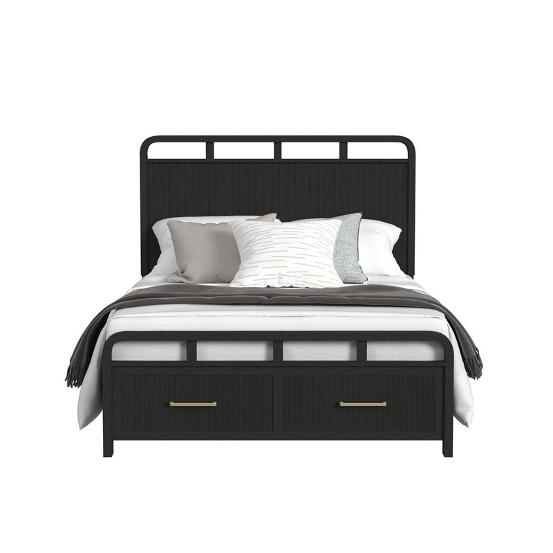 Woodridge  Queen Storage Bed in Black with Grain