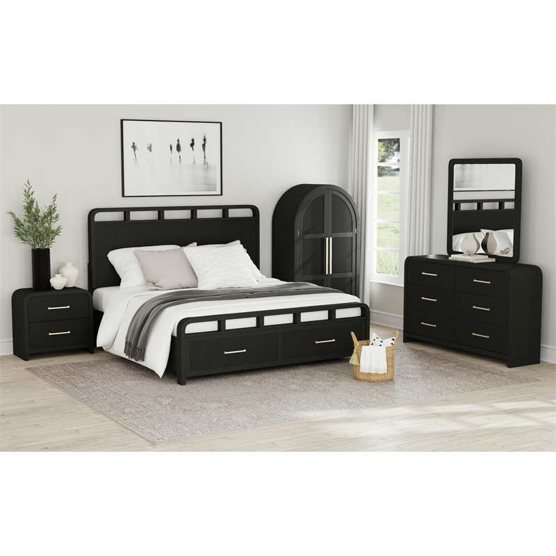 Woodridge  Queen Storage Bed in Black with Grain