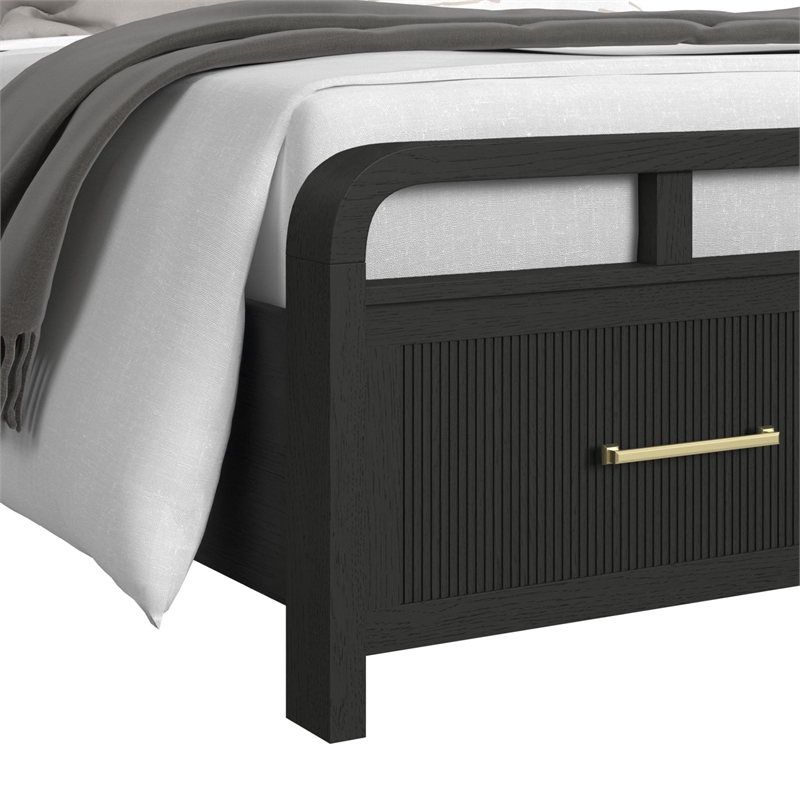 Woodridge  Queen Storage Bed in Black with Grain