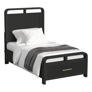Woodridge Twin Storage Bed in Black with Grain