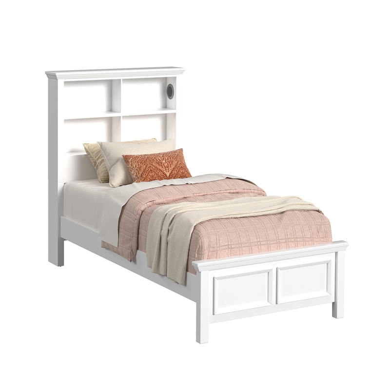 Brooklyn Kids Twin Bookcase 5PC Bedroom Set in White