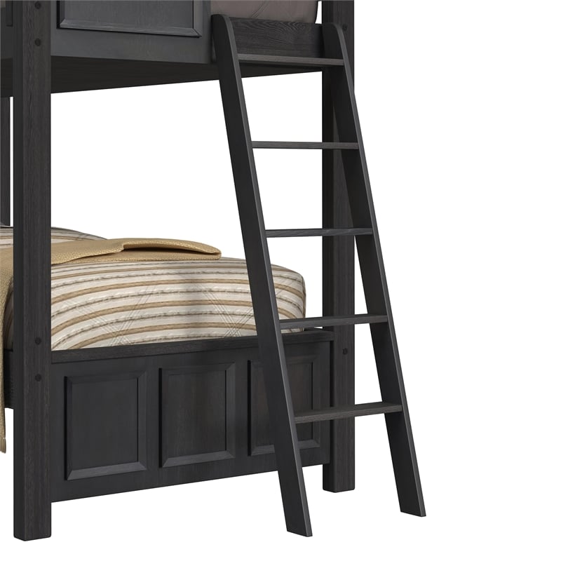 Brooklyn Kids Twin Over Twin Bunk with Ladder 3PC Bedroom Set in Charcoal