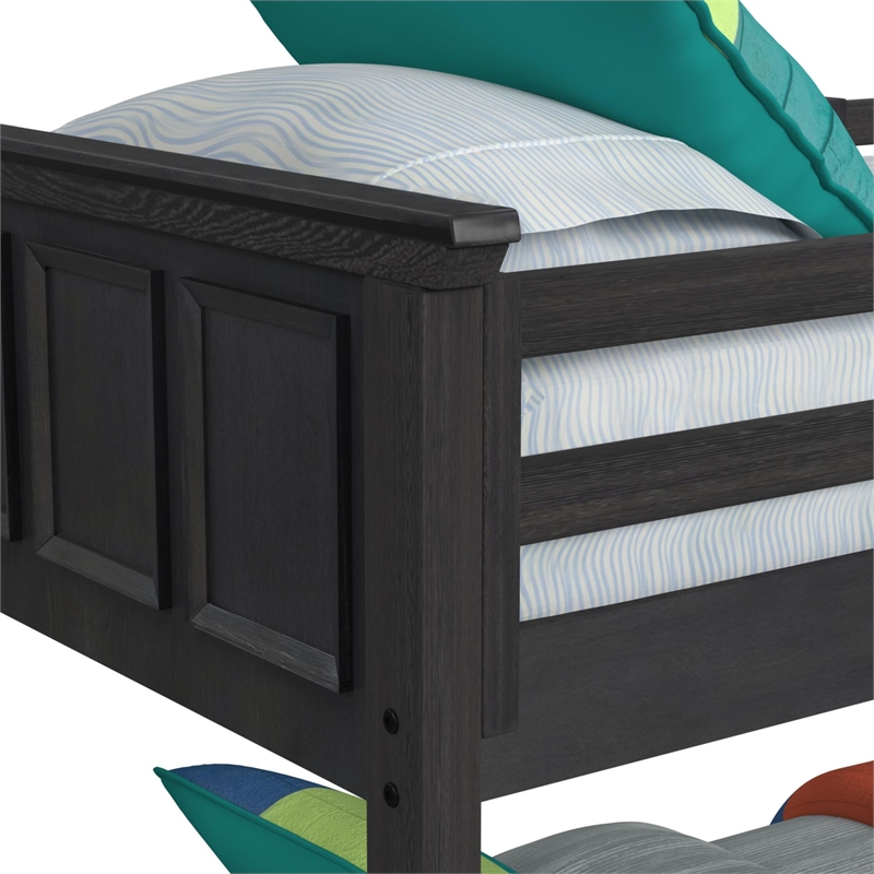 Brooklyn Kids Twin Over Full Bunk with Ladder 5PC Bedroom Set in Charcoal