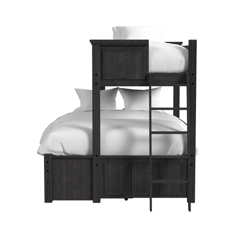 Brooklyn Kids Twin Over Full Bunk with Ladder and Trundle in Charcoal