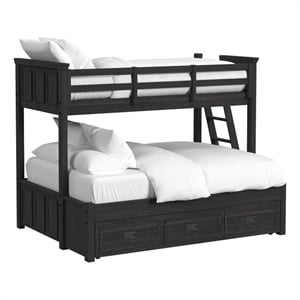 Brooklyn Kids Twin Over Full Bunk with Ladder and Trundle in Charcoal