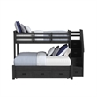 Brooklyn Kids Twin Over Full Bunk with Staircase and Trundle in Charcoal