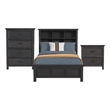 Brooklyn Kids Full Bookcase 3PC Bedroom Set in Charcoal
