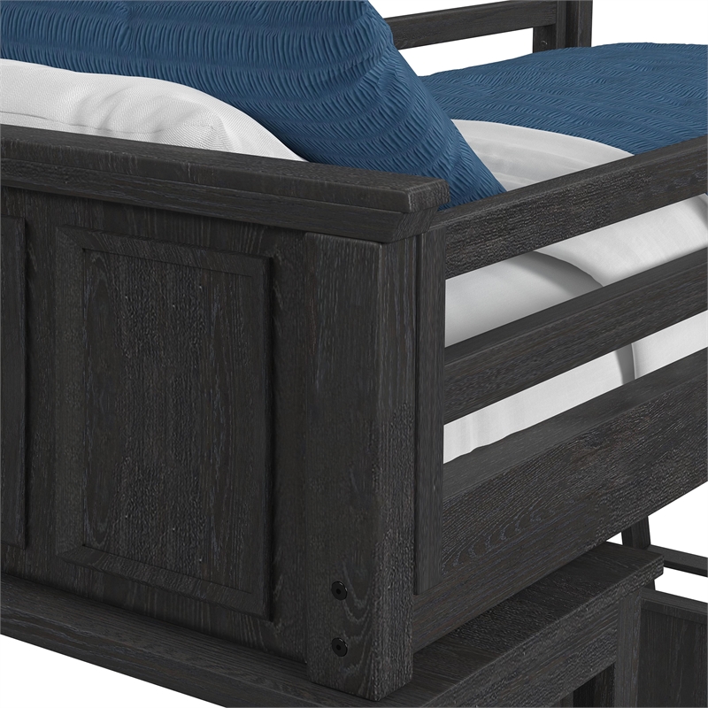 Brooklyn Kids Twin Loft with Ladder and Desk with Speaker in Charcoal