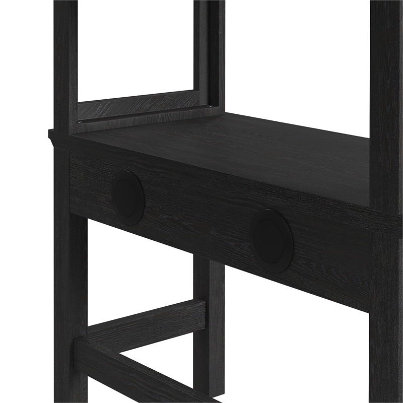Brooklyn Kids Twin Loft with Ladder and Desk with Speaker in Charcoal