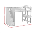 Brooklyn Kids Twin Loft with Staircase and Desk with Speaker in Charcoal