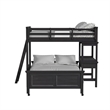 Brooklyn Kids Twin Over Full Loft with Ladder and Desk with Speaker in Charcoal