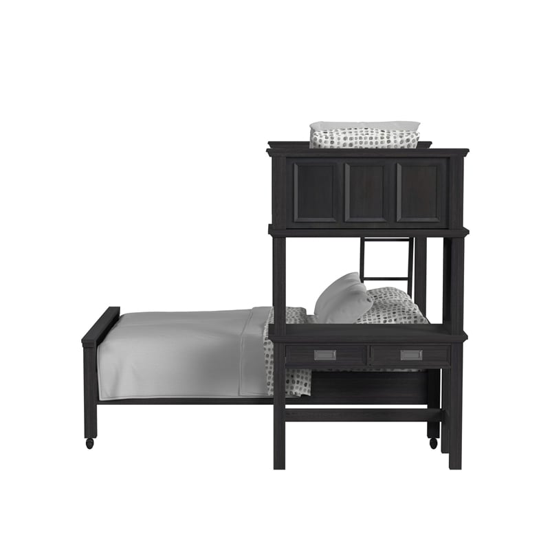 Brooklyn Kids Twin Over Full Loft with Ladder and Desk with Speaker in Charcoal