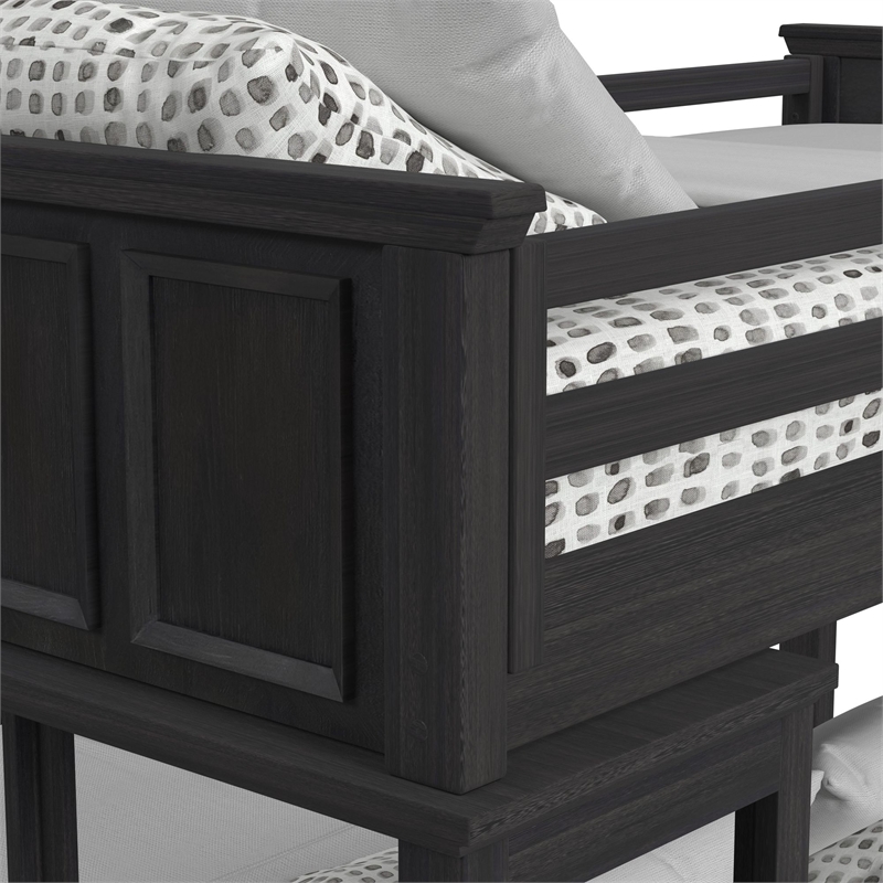 Brooklyn Kids Twin Over Full Loft with Ladder and Desk with Speaker in Charcoal