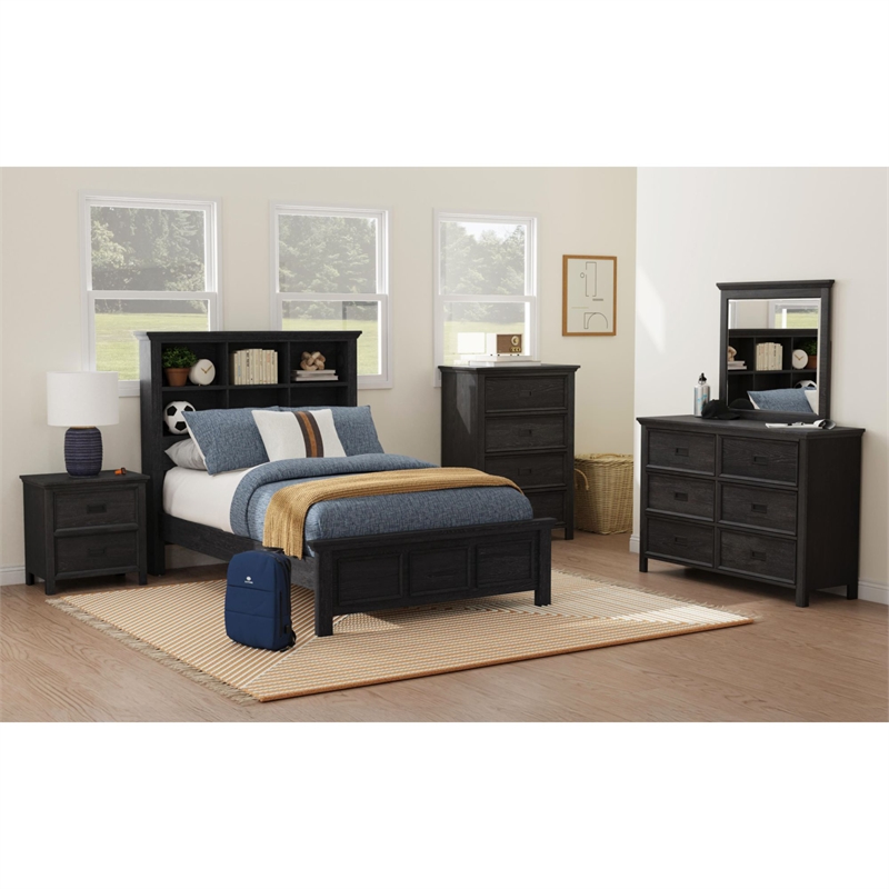 Brooklyn Kids 2-Drawer Nightstand with USB in Charcoal