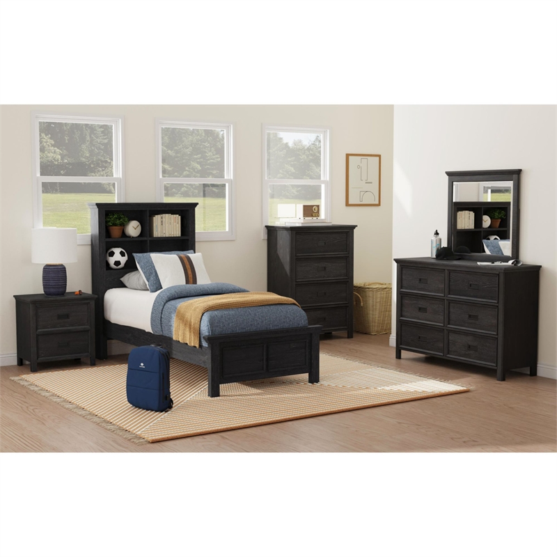 Brooklyn Kids Twin Bookcase Bed in Charcoal