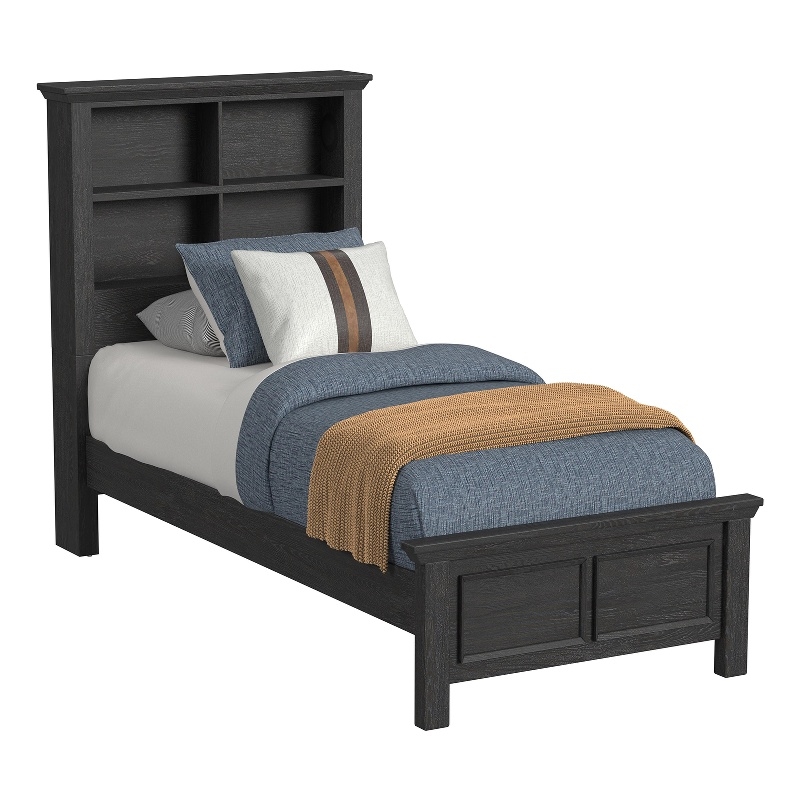 Brooklyn Kids Twin Bookcase Bed in Charcoal