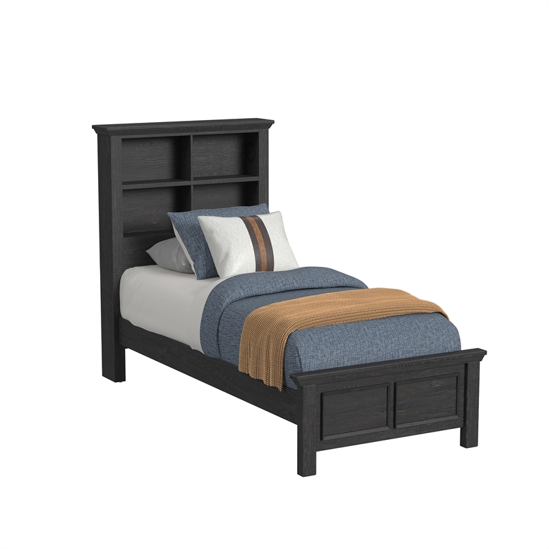 Brooklyn Kids Twin Bookcase 5PC Bedroom Set in Charcoal