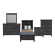 Brooklyn Kids Twin Bookcase 5PC Bedroom Set in Charcoal