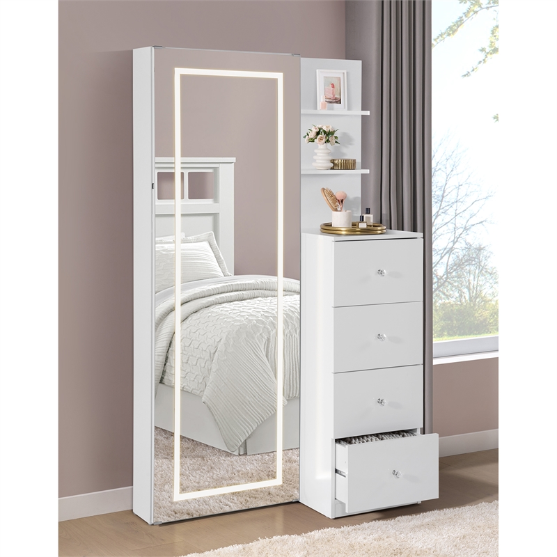 Picket House Furnishings Alberta  Floor Mirror With Storage in White