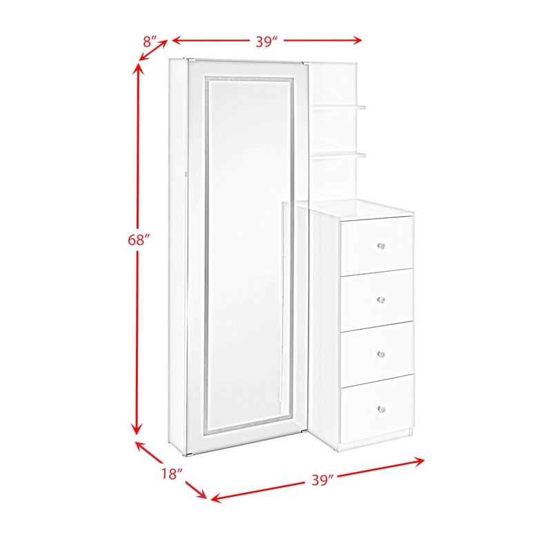 Picket House Furnishings Alberta  Floor Mirror With Storage in White
