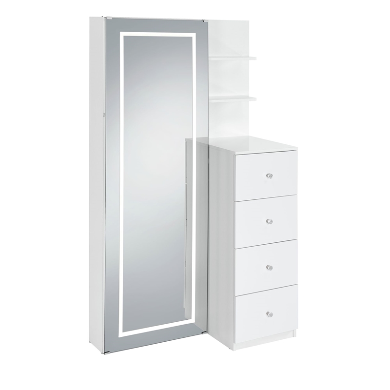 Picket House Furnishings Alberta  Floor Mirror With Storage in White