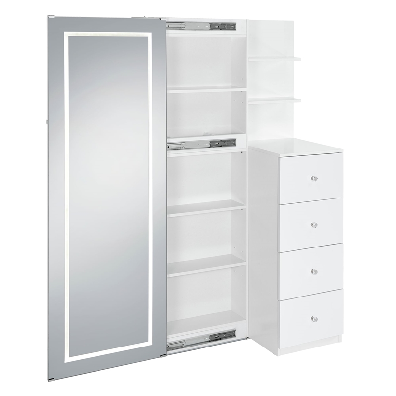 Picket House Furnishings Alberta  Floor Mirror With Storage in White