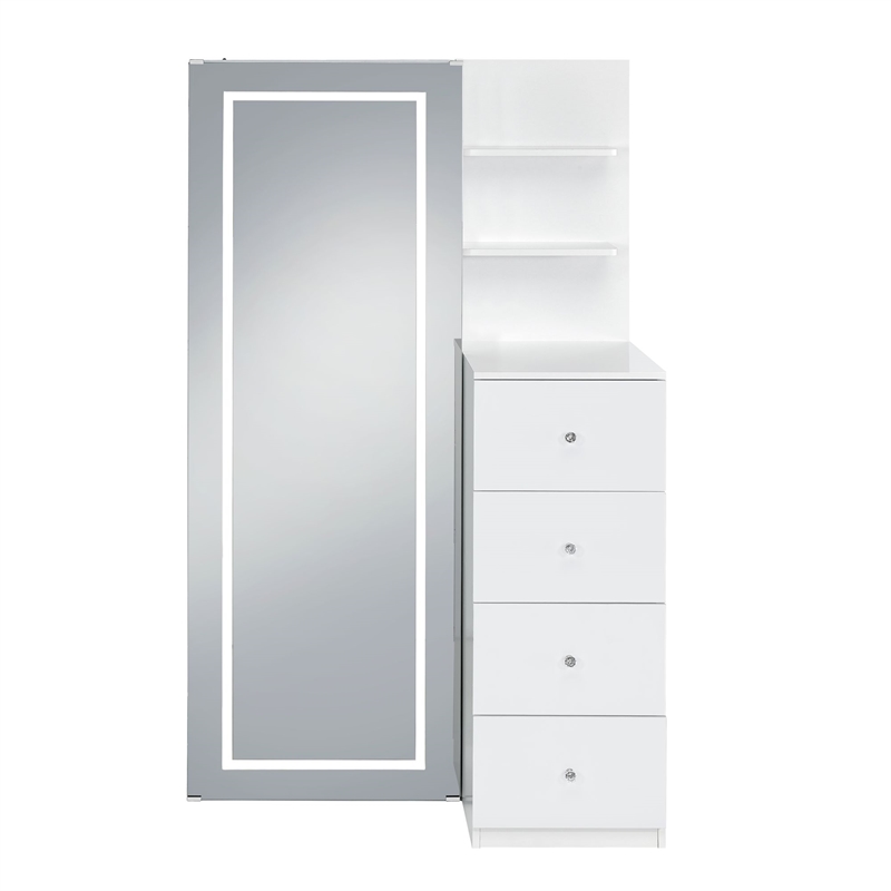 Picket House Furnishings Alberta  Floor Mirror With Storage in White