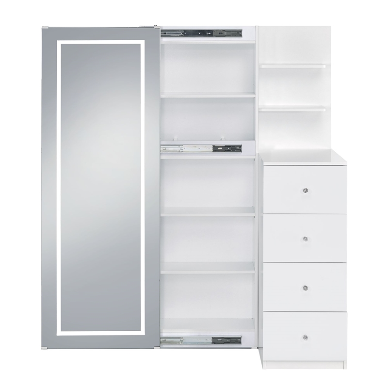 Picket House Furnishings Alberta  Floor Mirror With Storage in White