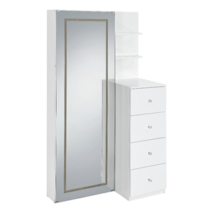 Picket House Furnishings Alberta  Floor Mirror With Storage in White