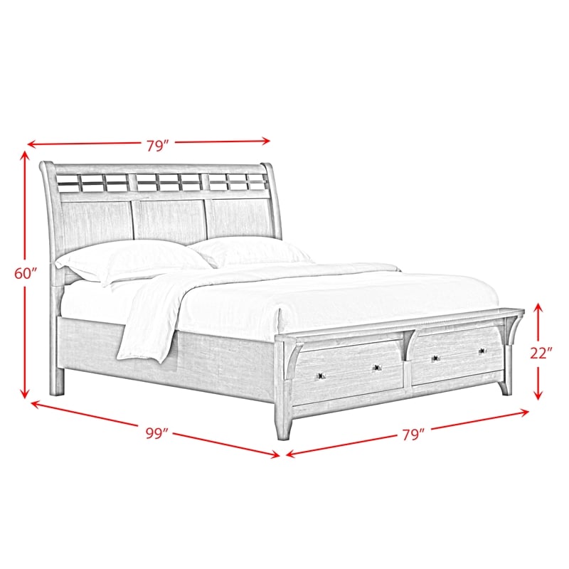 Joseph King Sleigh Storage 3PC Bedroom Set in Chestnut