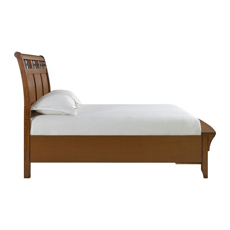 Joseph Queen Sleigh Storage Bed in Chestnut