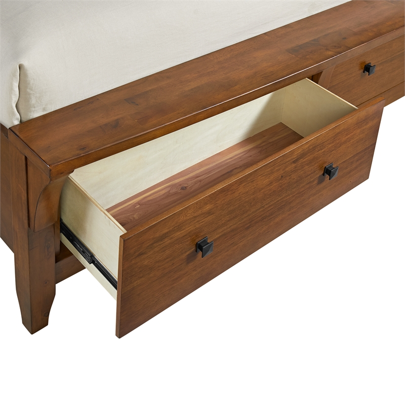 Joseph Queen Sleigh Storage Bed in Chestnut