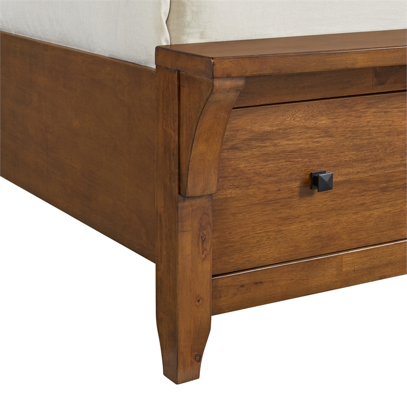 Joseph Queen Sleigh Storage Bed in Chestnut