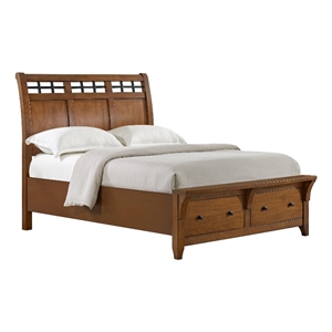 Joseph Queen Sleigh Storage Bed in Chestnut