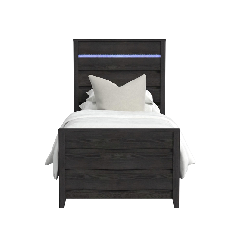 Picket House Furnishings Chett Twin Bed with LED in Black