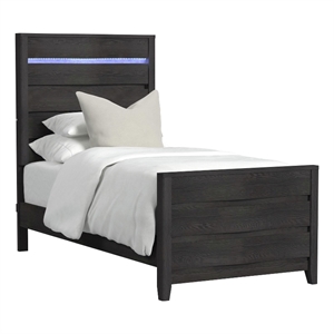 Picket House Furnishings Chett Twin Bed with LED in Black