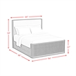 Sutton Queen UPH Bed with White Fabric in Dark Brown