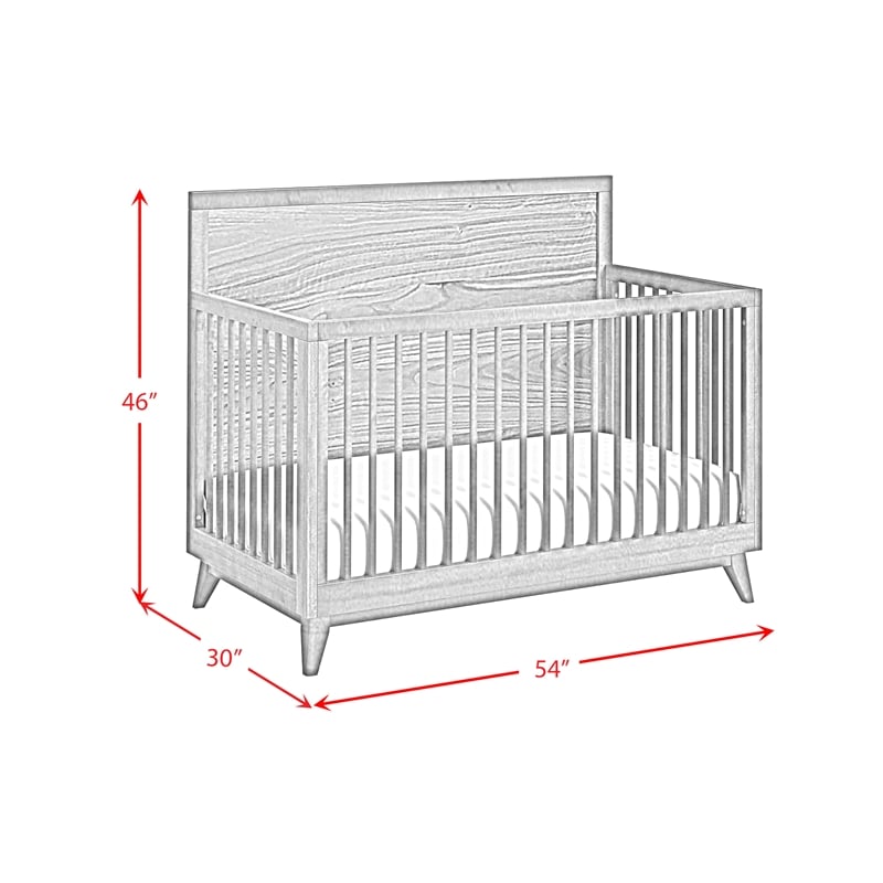 Riley Crib with High Headboard and Guardrail in Walnut