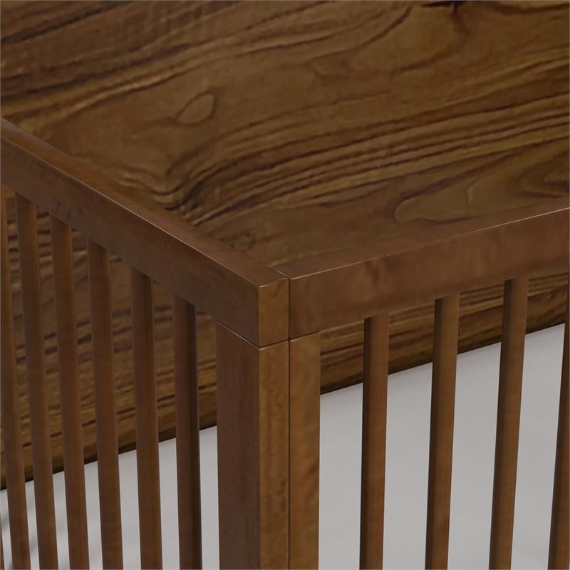 Riley Crib with High Headboard and Guardrail in Walnut