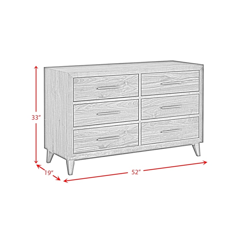 Picket House Furnishings Riley Solid Wood 6-Drawer Bedroom Dresser in Walnut