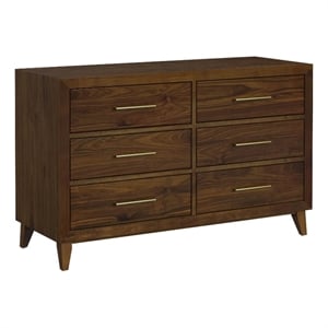 Picket House Furnishings Riley Solid Wood 6-Drawer Bedroom Dresser in Walnut