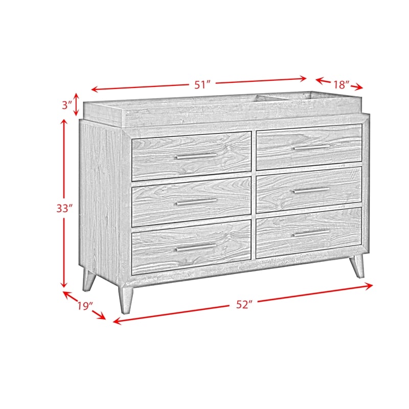 Picket House Furnishings Riley Solid Wood Dresser and Topper in Walnut